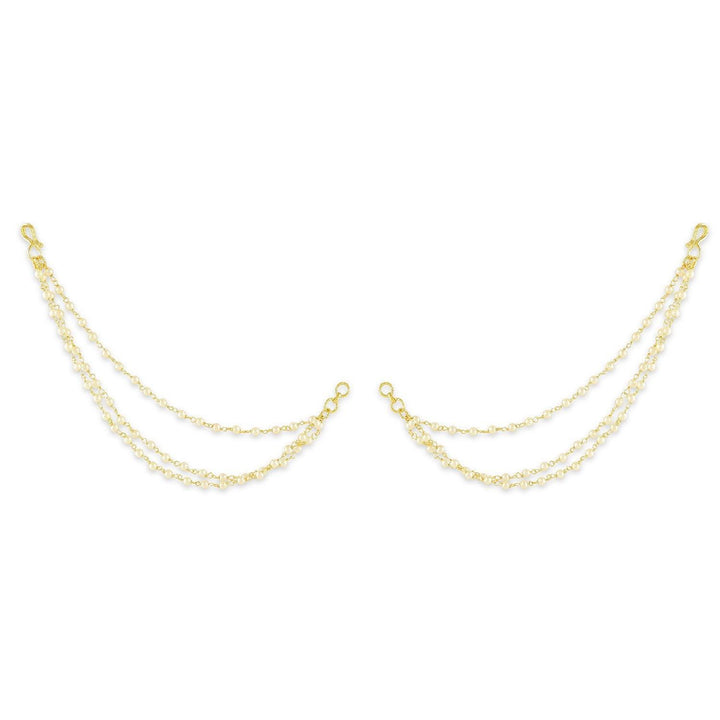Gold-Plated Beaded Layered Ear Chains - Trendisia