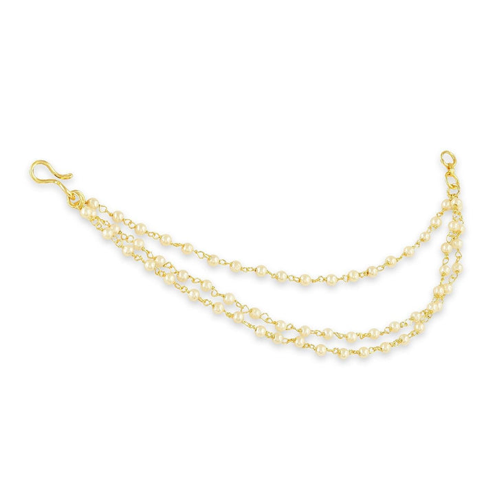 Gold-Plated Beaded Layered Ear Chains - Trendisia