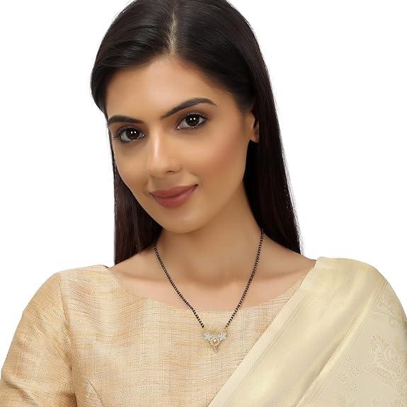 Gold-Plated Black Artificial Beaded Mangalsutra - Trendisia