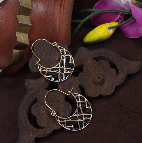 Gold Plated Black Colour Meenakari Western Earring-WER 3262 - Trendisia