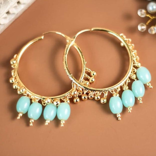 Gold plated Blue Hoop Earrings - Trendisia