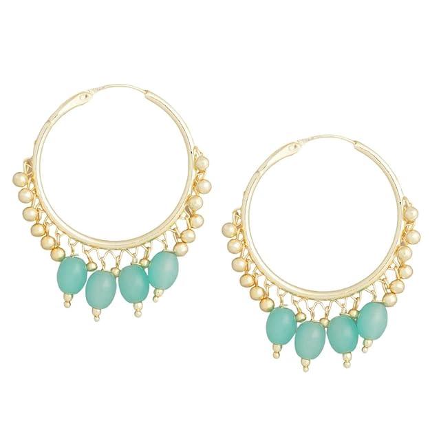 Gold plated Blue Hoop Earrings - Trendisia