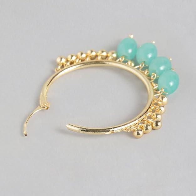 Gold plated Blue Hoop Earrings - Trendisia