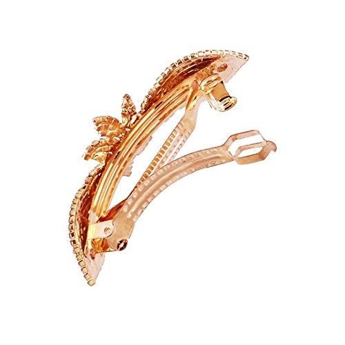 Gold Plated Blue Rhinestone Studded Hair Clip - Trendisia