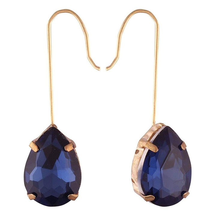 Gold-Plated Blue Teardrop Shaped Drop Earrings - Trendisia