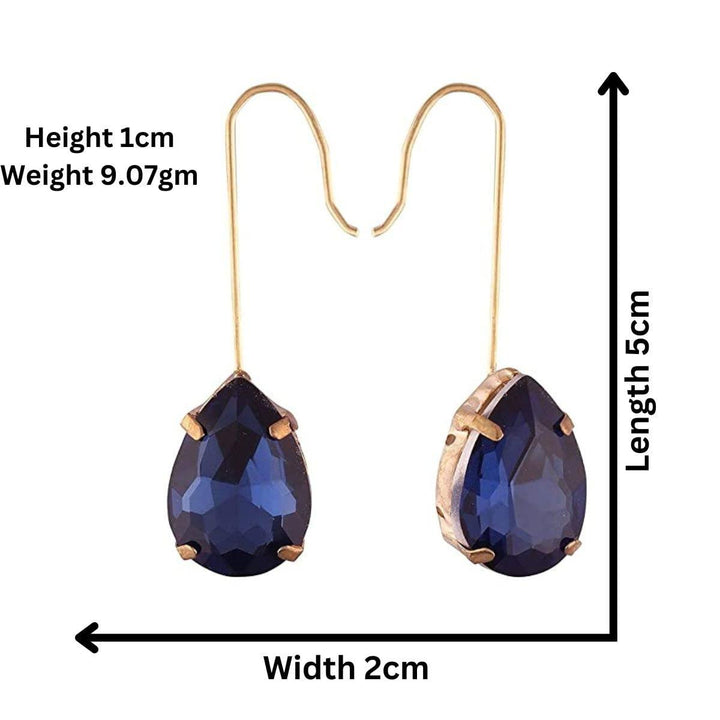 Gold-Plated Blue Teardrop Shaped Drop Earrings - Trendisia