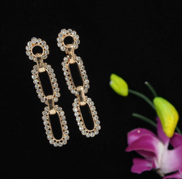 Gold Plated Chain link Western Drop Earring-WER 3387 - Trendisia