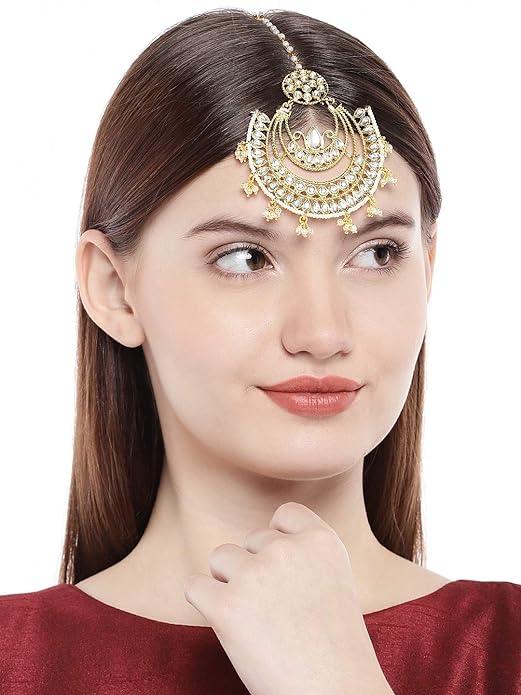 Gold-Plated Chandbali Maang Tikka - Trendisia