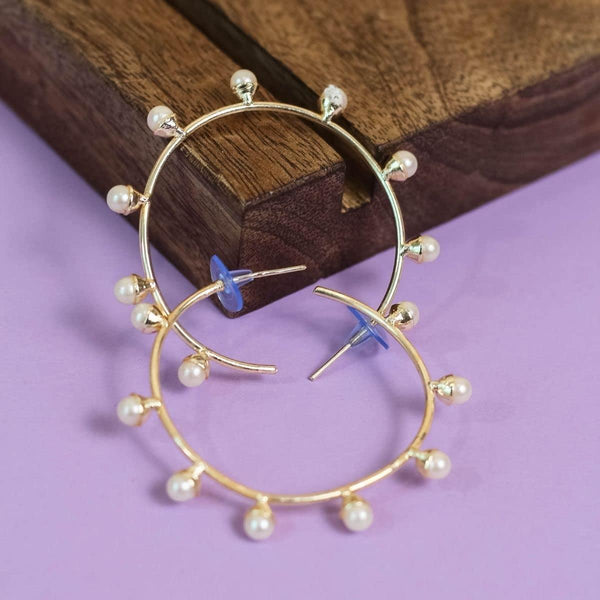 Gold-Plated Circular Hoop Earrings - Trendisia