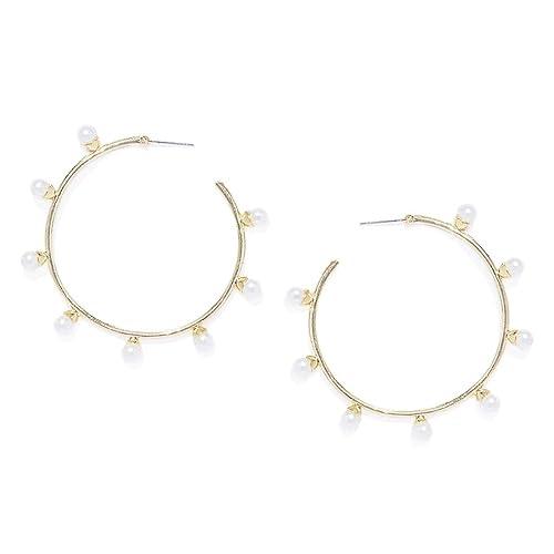 Gold-Plated Circular Hoop Earrings - Trendisia