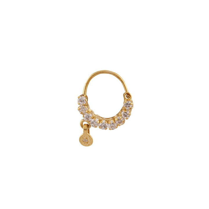 Gold-Plated Crystal Nath Nose Ring with Dangling Charm - Trendisia