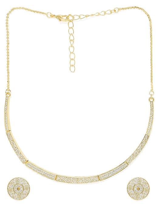 Gold-Plated CZ Studded Meenakari Jewellery Set - Trendisia