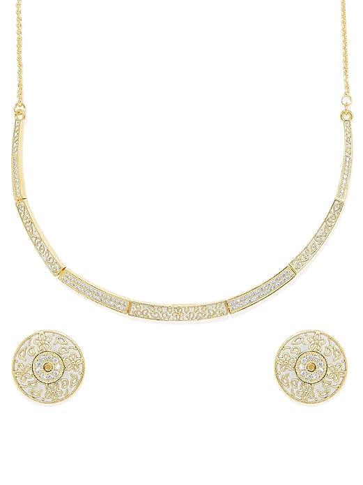 Gold-Plated CZ Studded Meenakari Jewellery Set - Trendisia