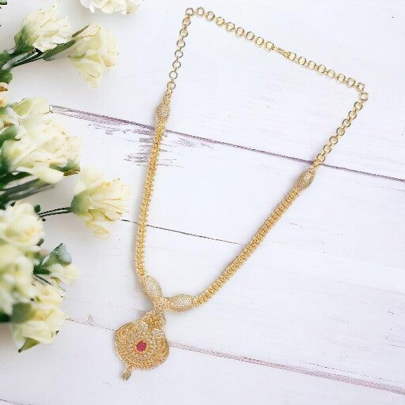 Gold-Plated Embellished AD Studded Necklace - Trendisia