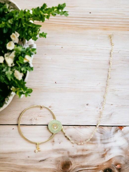 Gold-Plated Embellished Nose Ring with Chain - Trendisia