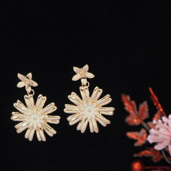 Gold Plated Floral Drop Earring-WER 3458 - Trendisia