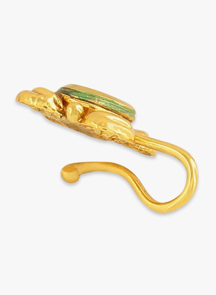 Gold-Plated Floral Kundan Nose Pin - Trendisia