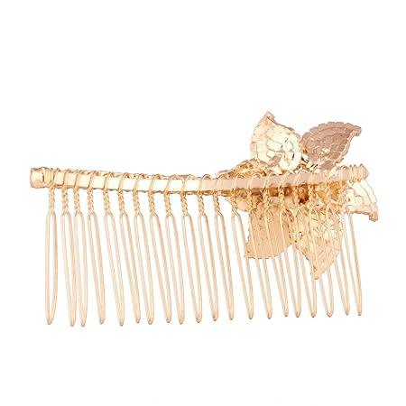 Gold Plated Flower Hair Comb Pin - Trendisia