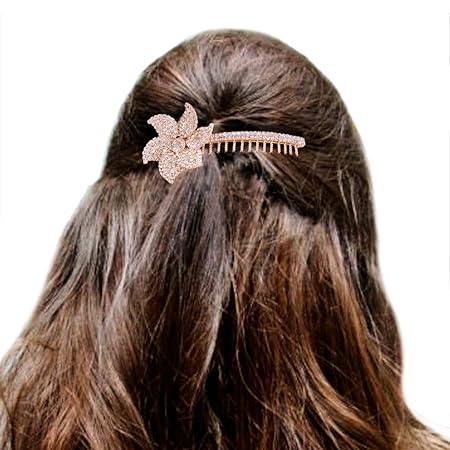 Gold Plated Flower Hair Comb Pin - Trendisia