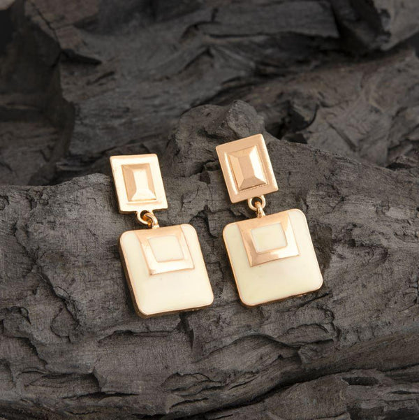 Gold Plated Geometric Shaped Enamel Artwork Designed Fashion Western Earring-WER 2224 - Trendisia