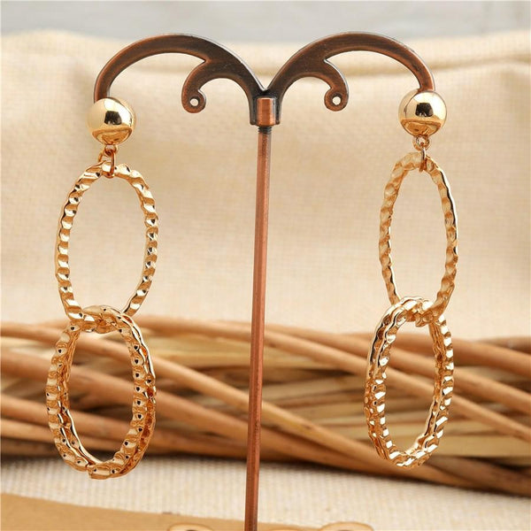 Gold Plated Hand Crafted Geometric Drop Earring- WER11 - Trendisia