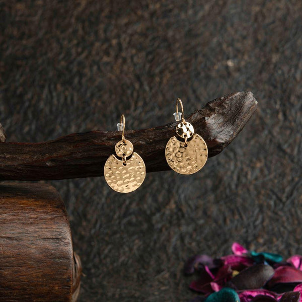 Gold Plated Hand Crafted Geometric Shaped Drop Earring-WER 1451 - Trendisia