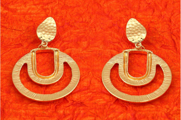 Gold Plated Hand Crafted Geometrical Drop Earring- WER59 - Trendisia