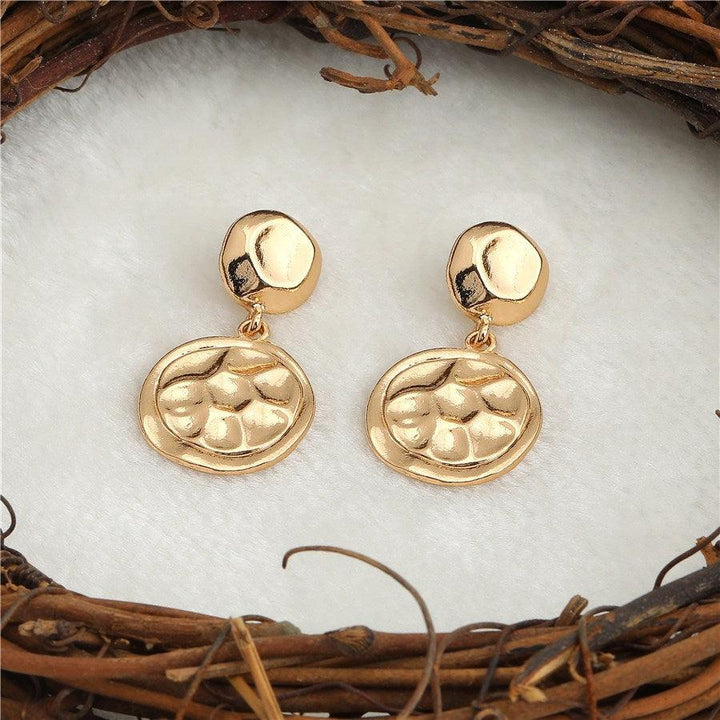 Gold Plated Hand Crafted Round Shaped Drop Earring- WER17 - Trendisia