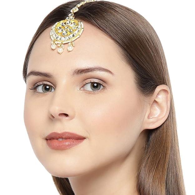 Gold-Plated Handcraft Kundan Maang Tikka - Trendisia