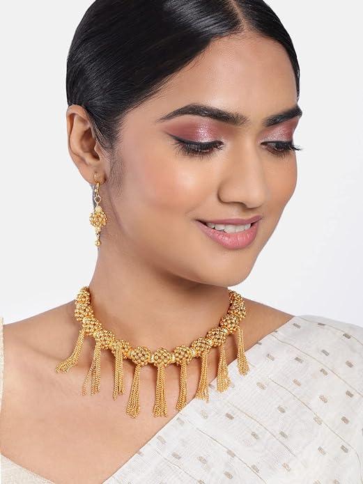 Gold-Plated Handcrafted Thushi Jewellery Set - Trendisia