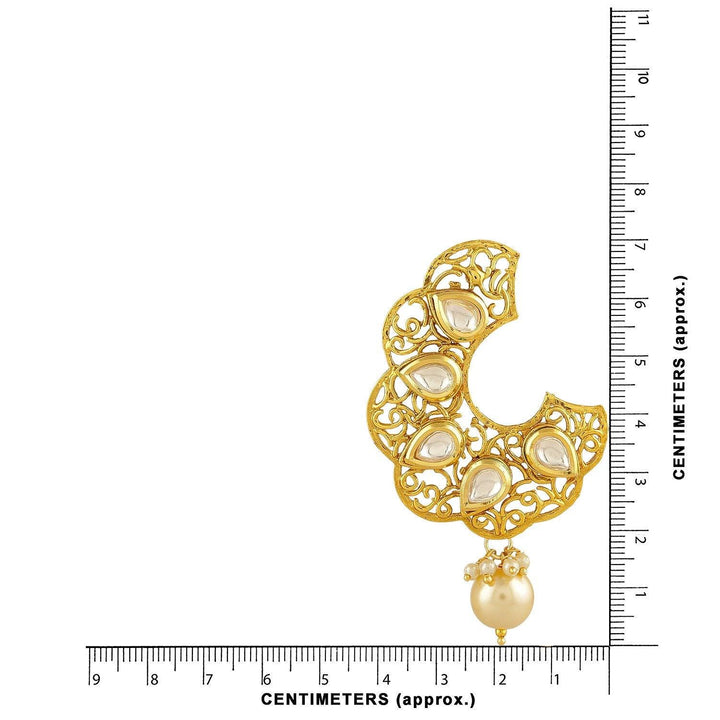 Gold Plated Hoop Style Dangle Drop with Kundan and Pearls Earrings for Women - Trendisia