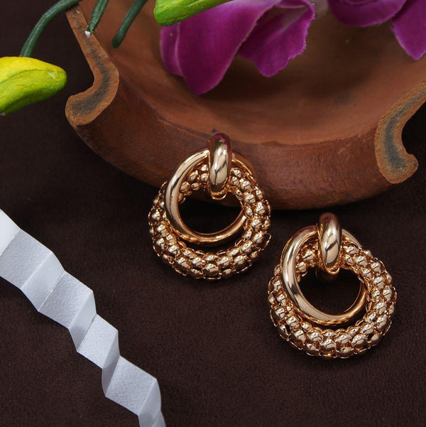 Gold Plated Interlocking Circle Western Drop Earring-WER 3298 - Trendisia