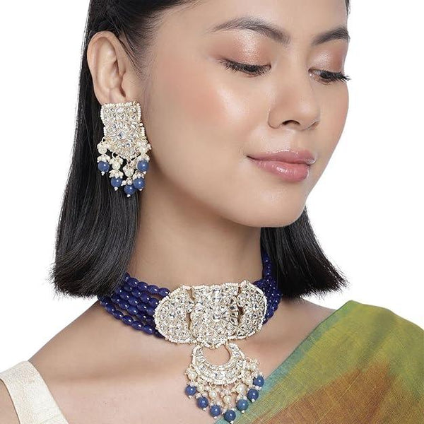 Gold Plated Kundan Beads Choker Set - Trendisia