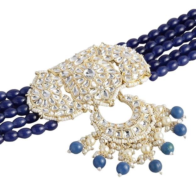Gold Plated Kundan Beads Choker Set - Trendisia