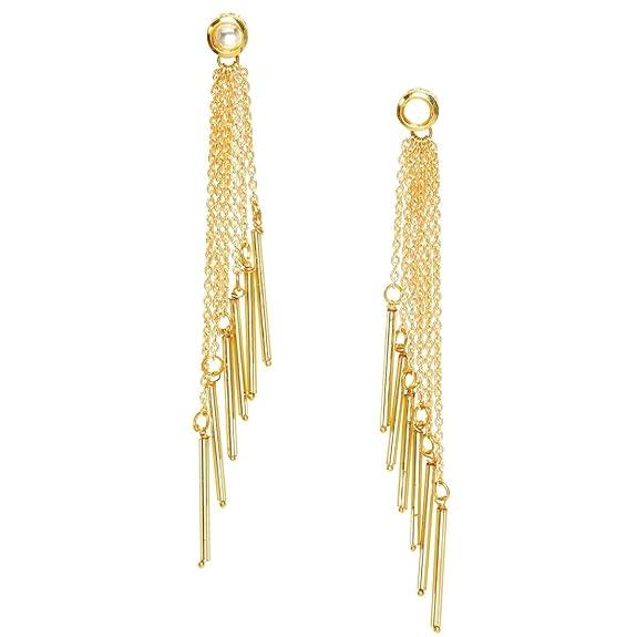 Gold Plated Kundan Chain Tassel Earrings - Trendisia