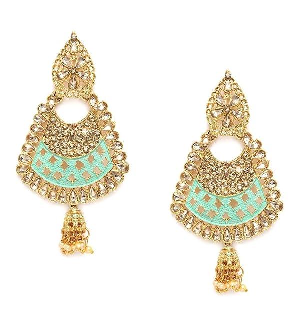 Gold plated Kundan Dangle Earrings - Trendisia