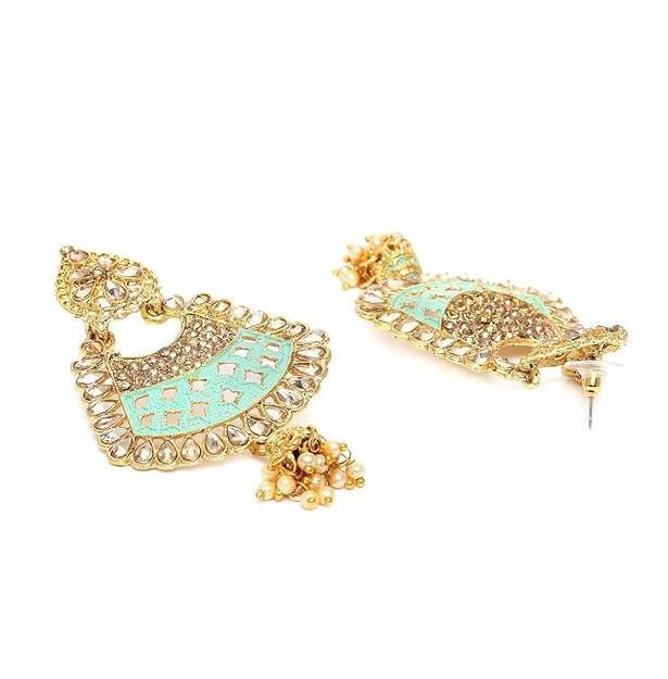 Gold plated Kundan Dangle Earrings - Trendisia