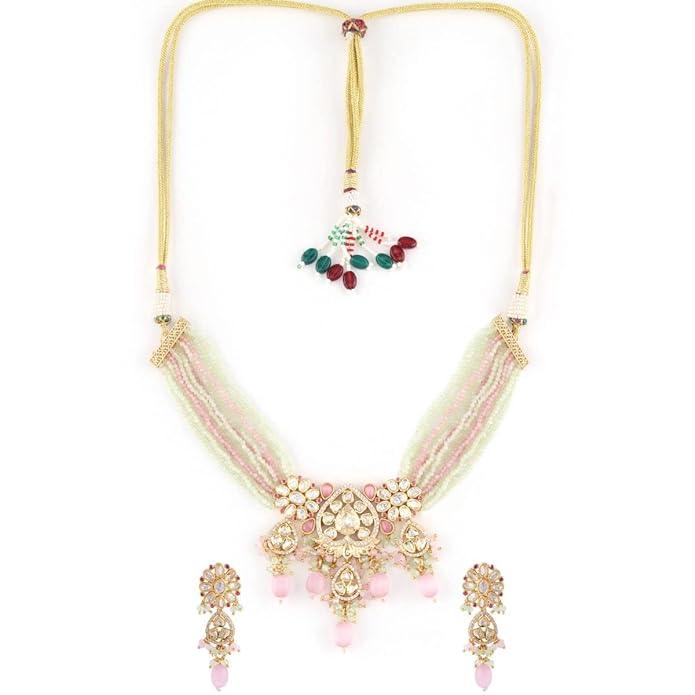 Gold Plated Kundan Pearls Jewellery Set - Trendisia