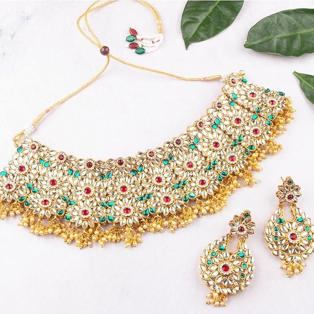 Gold Plated Kundan Studded Choker Set - Trendisia