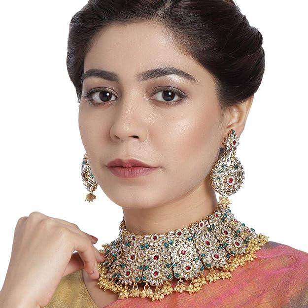 Gold Plated Kundan Studded Choker Set - Trendisia