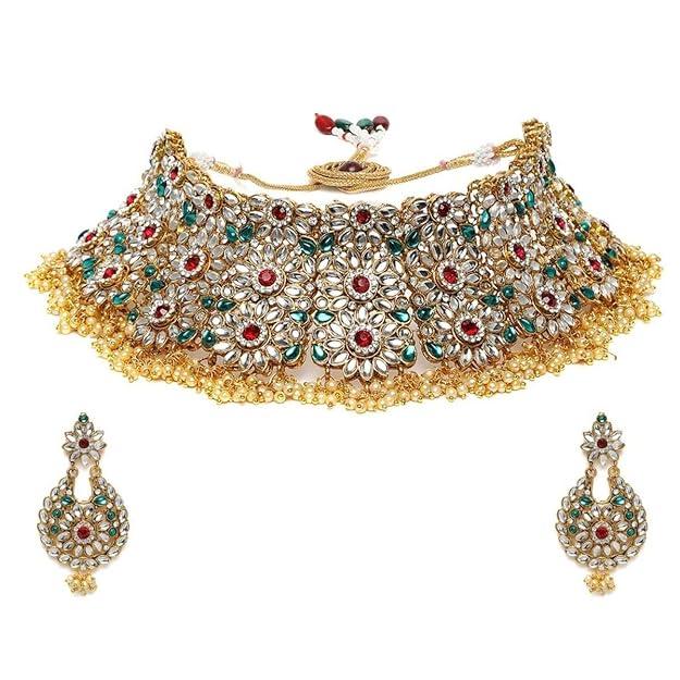 Gold Plated Kundan Studded Choker Set - Trendisia