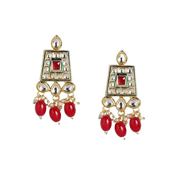 Gold-Plated Kundan-Studded Jewellery Set - Trendisia