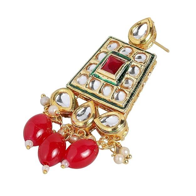 Gold-Plated Kundan-Studded Jewellery Set - Trendisia
