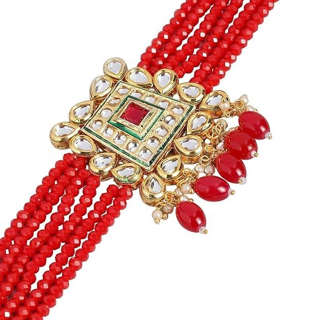 Gold-Plated Kundan-Studded Jewellery Set - Trendisia