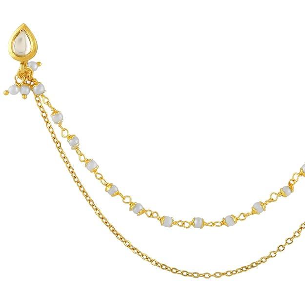 Gold-Plated Kundan Studded Nose Ring - Trendisia