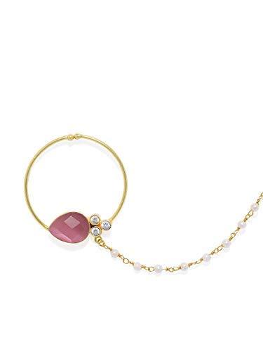 Gold Plated Light Pink Stone Nose Ring - Trendisia