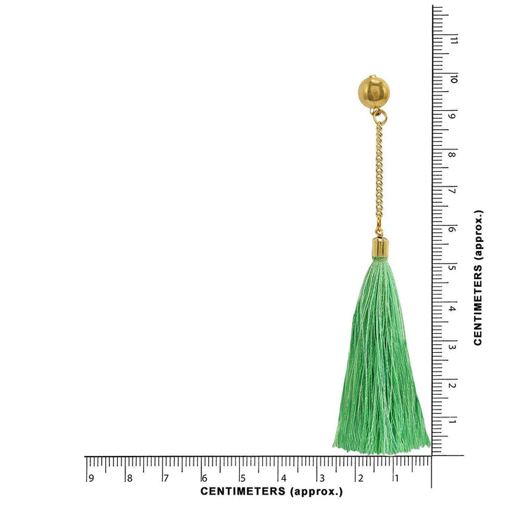 Gold Plated Lime Green Light Weighted Tassle Earrings with Chain for Women and Girls - Trendisia