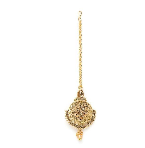 Gold-Plated Maang Tika with Earrings - Trendisia