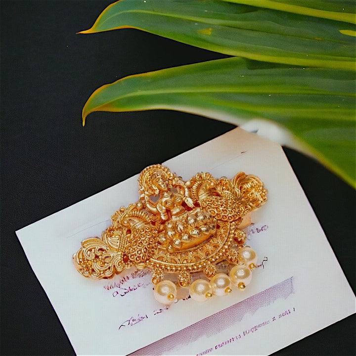Women Gold-Toned Beaded French Barrette - Trendisia