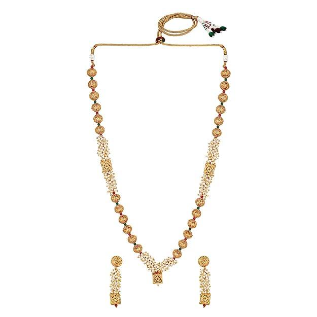 Gold Plated Pearl Beaded Jewellery Set - Trendisia